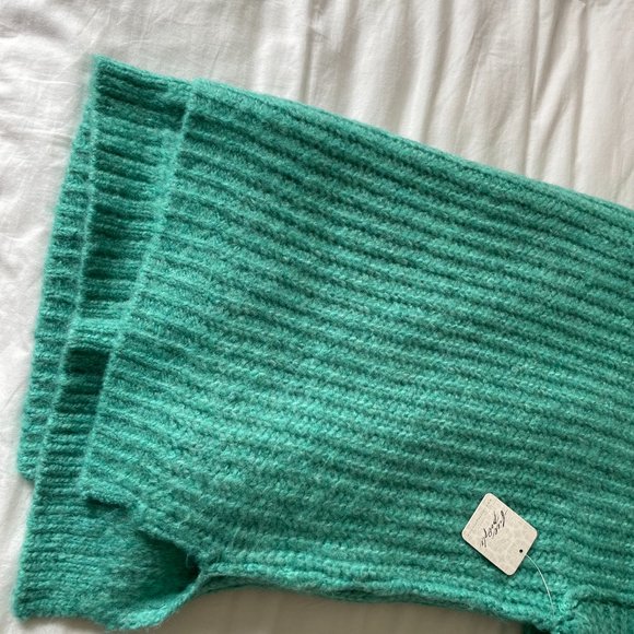 Free People Blue Bell V-Neck Sweater - Electric Teal NWT - Picture 7 of 15